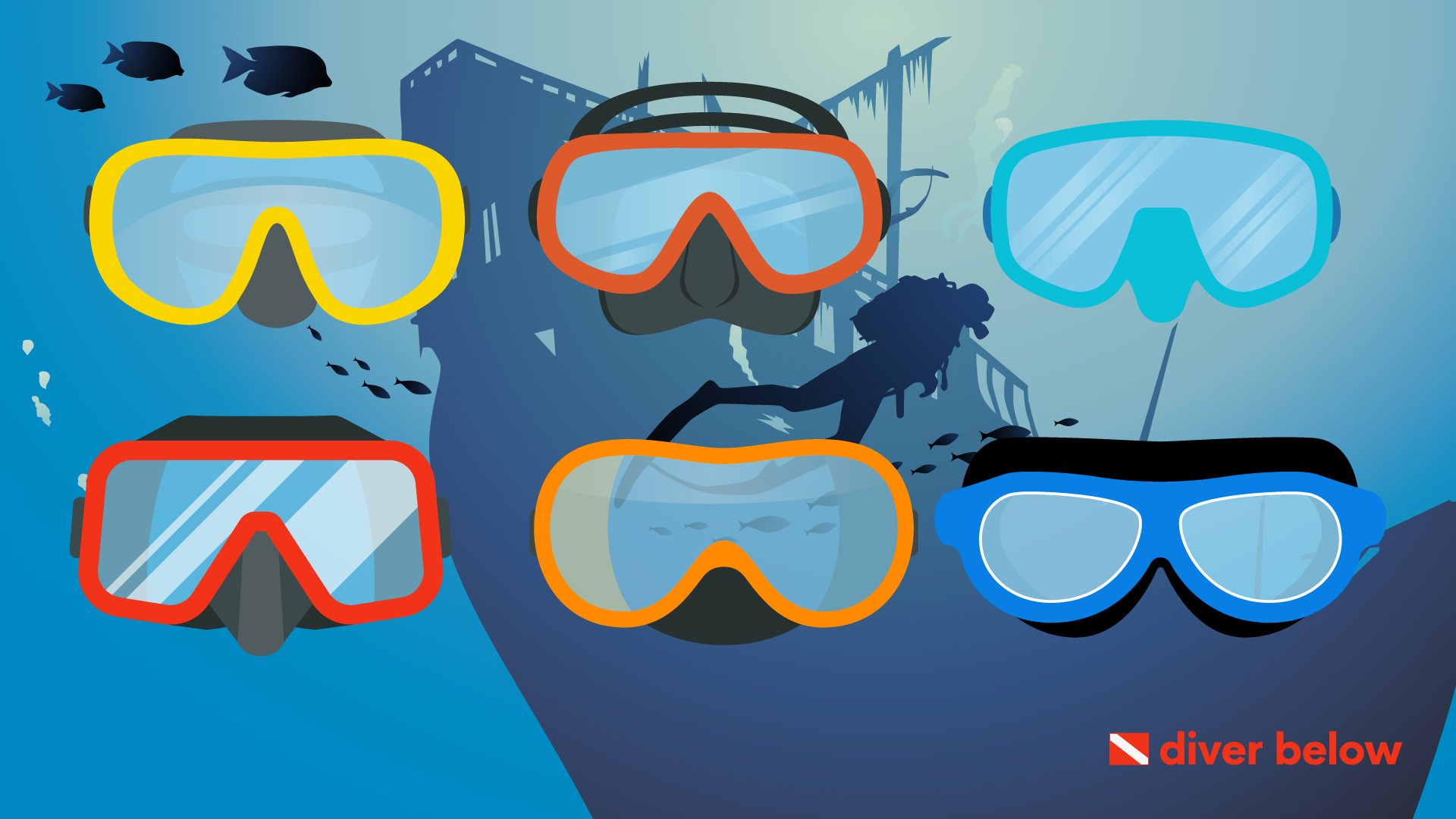 vector graphic showing some of the best scuba masks