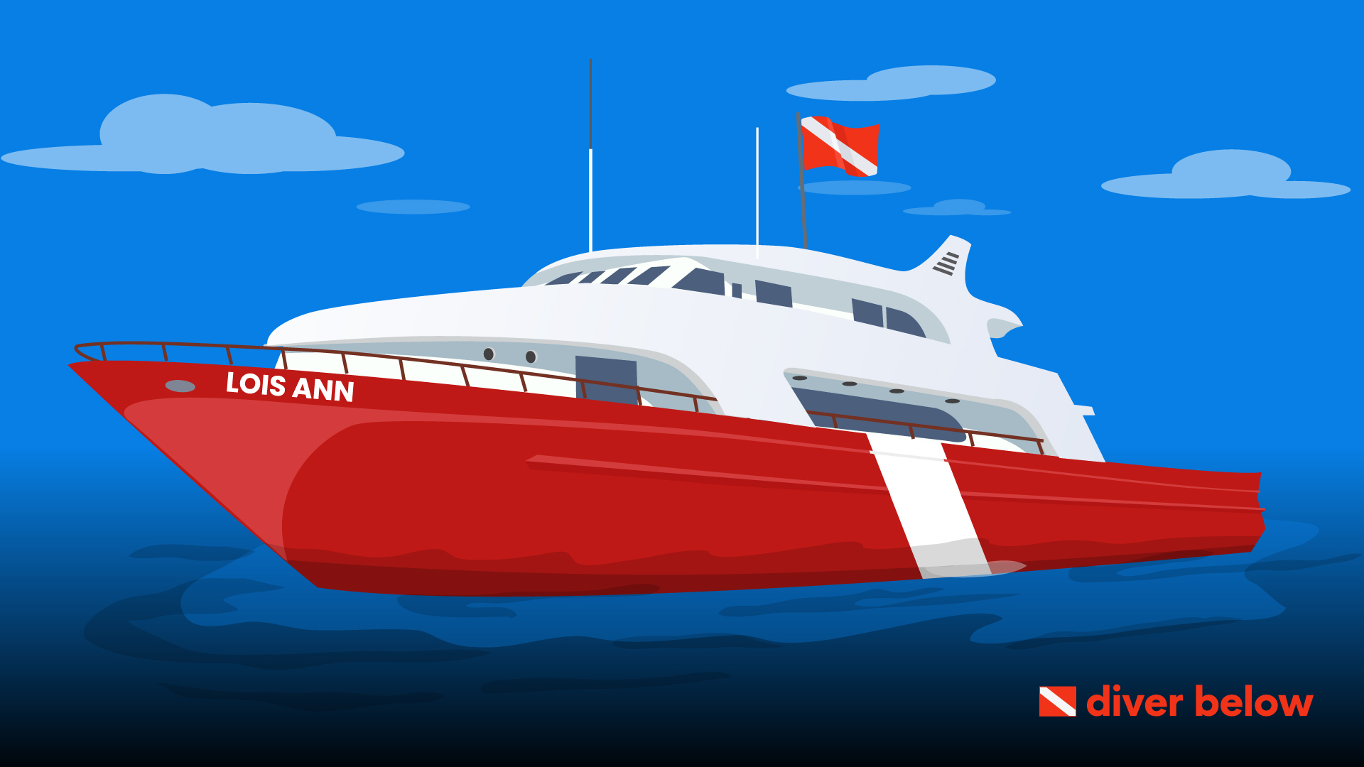 vector graphic showing a recreation of the Lois Ann dive boat