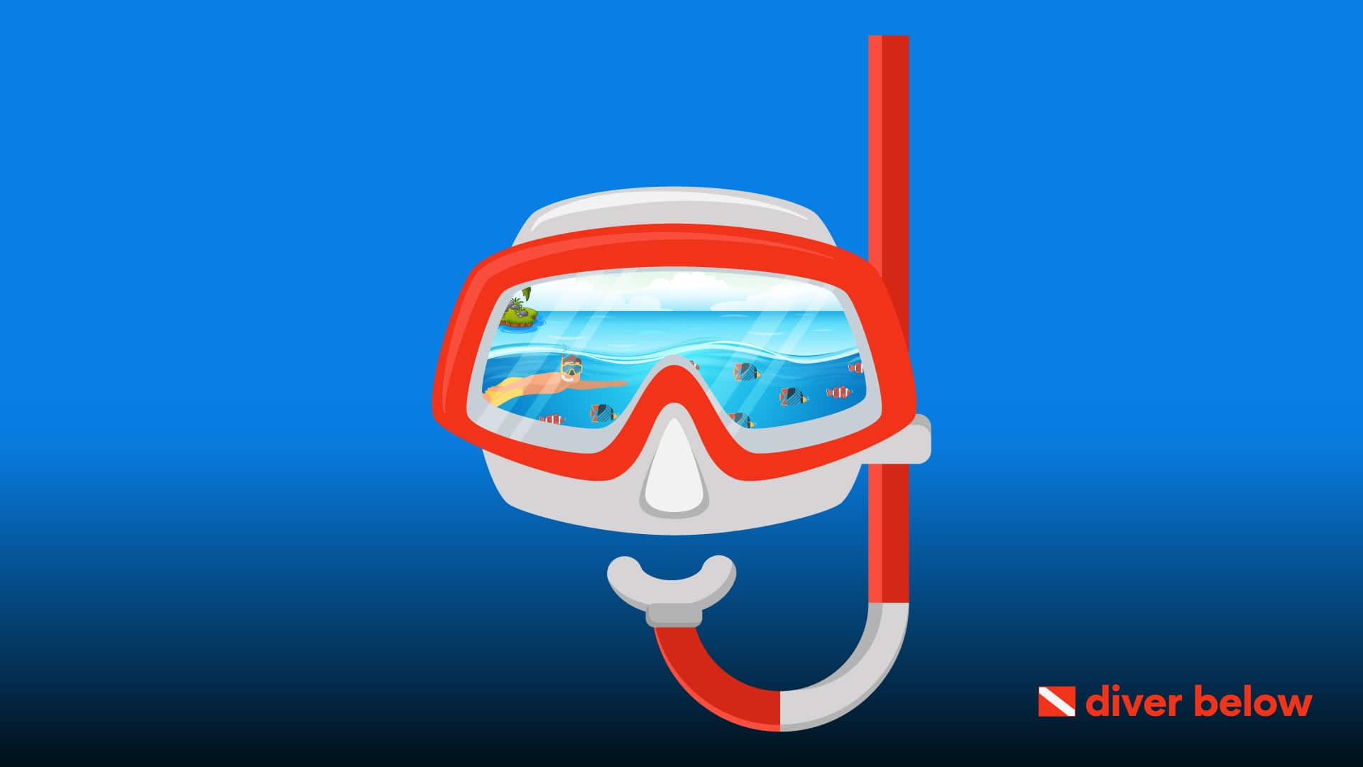 vector graphic showing a snorkel and snorkel mask