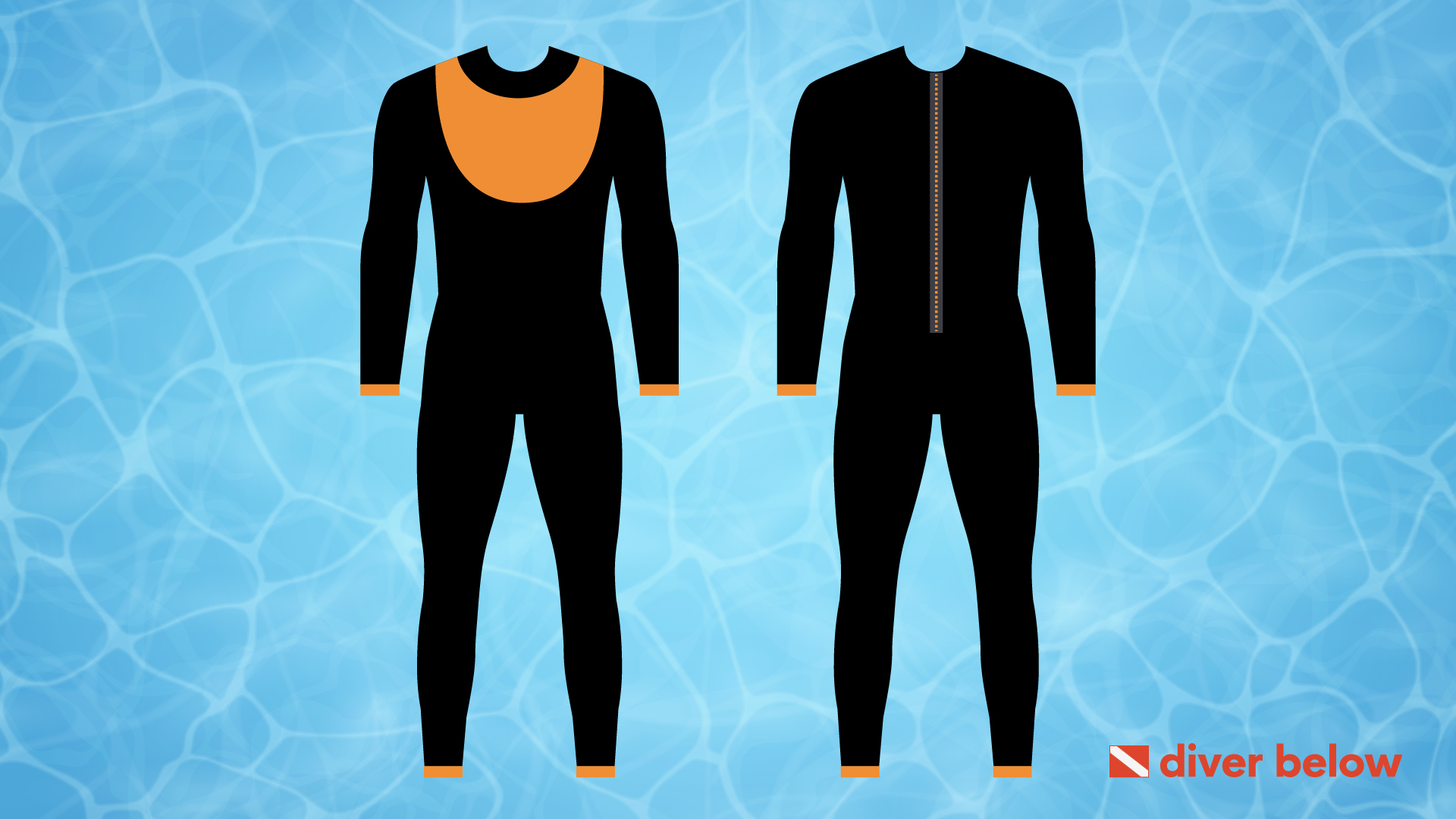custom vector graphic showing the front and back of a generic wetsuit