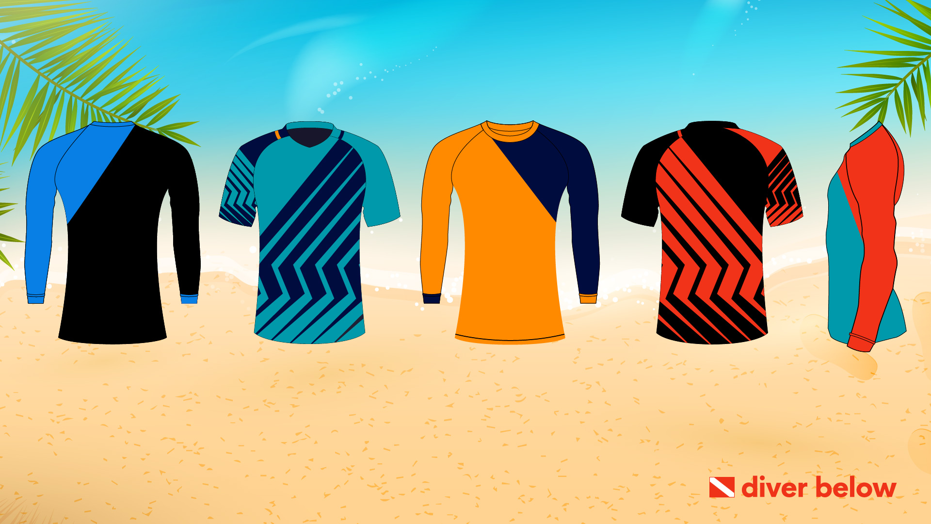 vector graphic showing a handful of the best rash guards